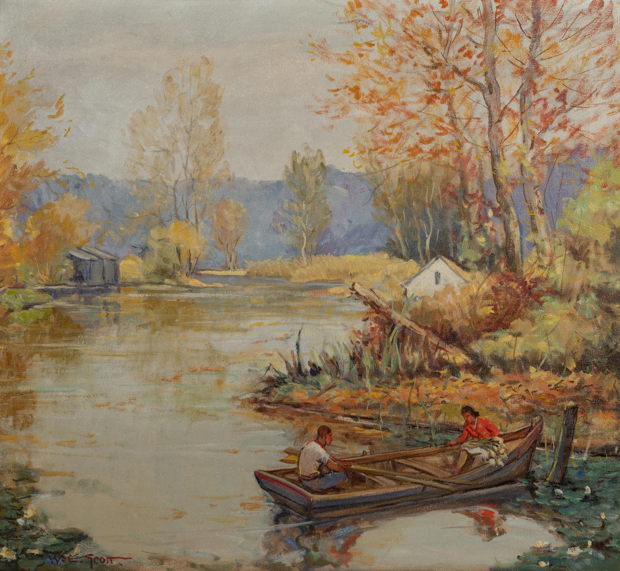 Couple Boating on a Country Lake