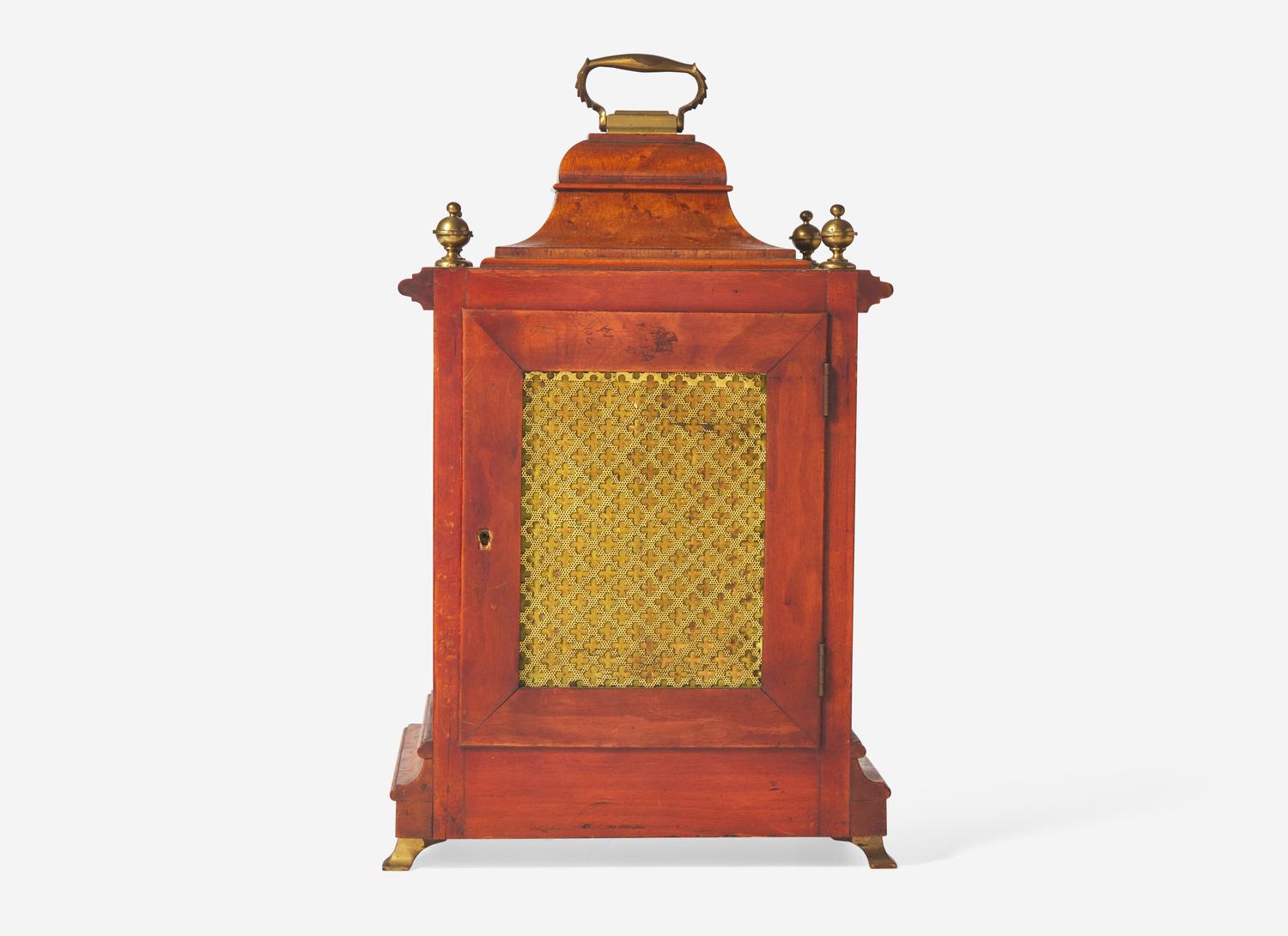A Scottish Gilt Brass Mounted and Pierce Carved Walnut Mantel Clock