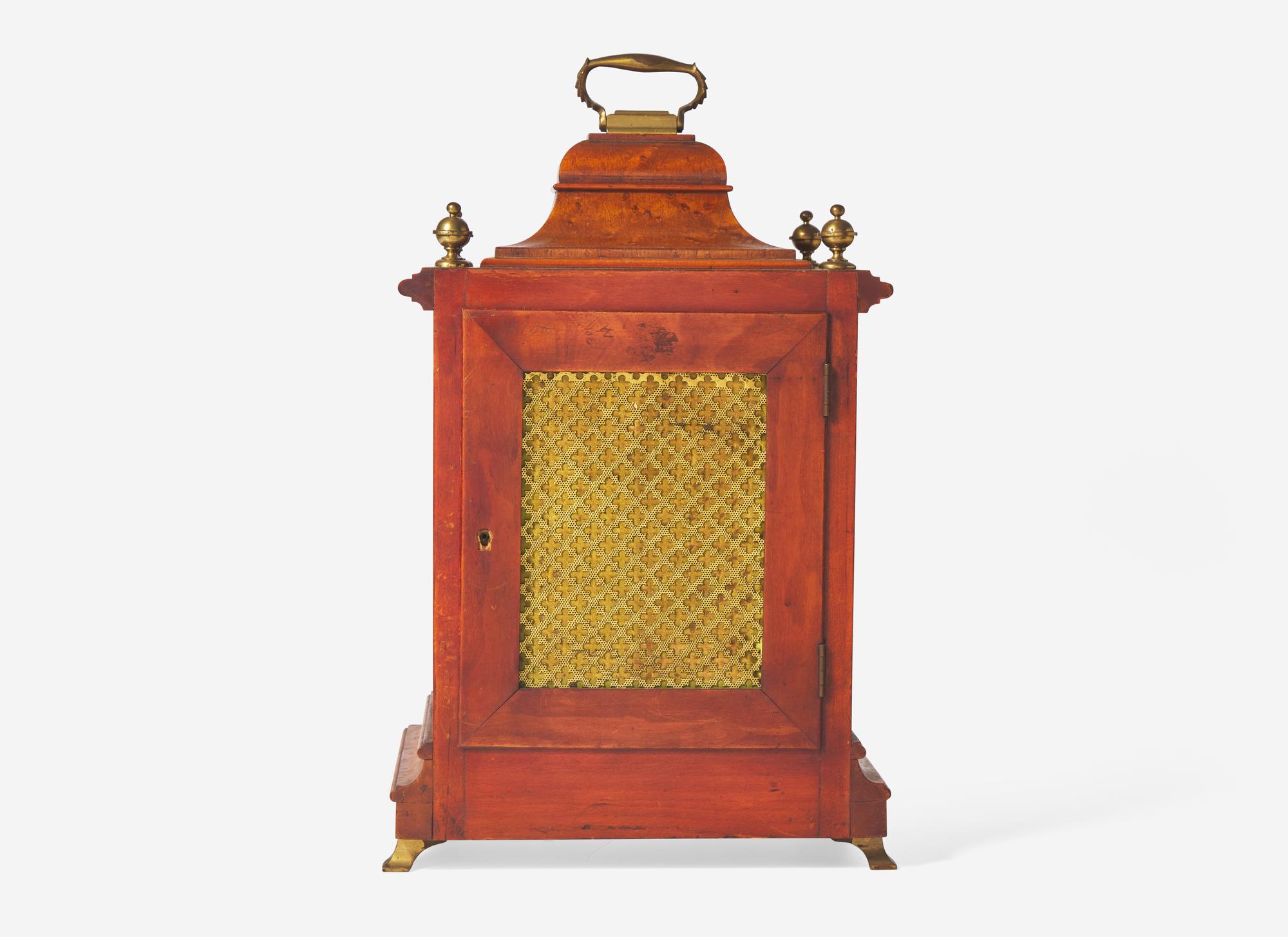 A Scottish Gilt Brass Mounted and Pierce Carved Walnut Mantel Clock