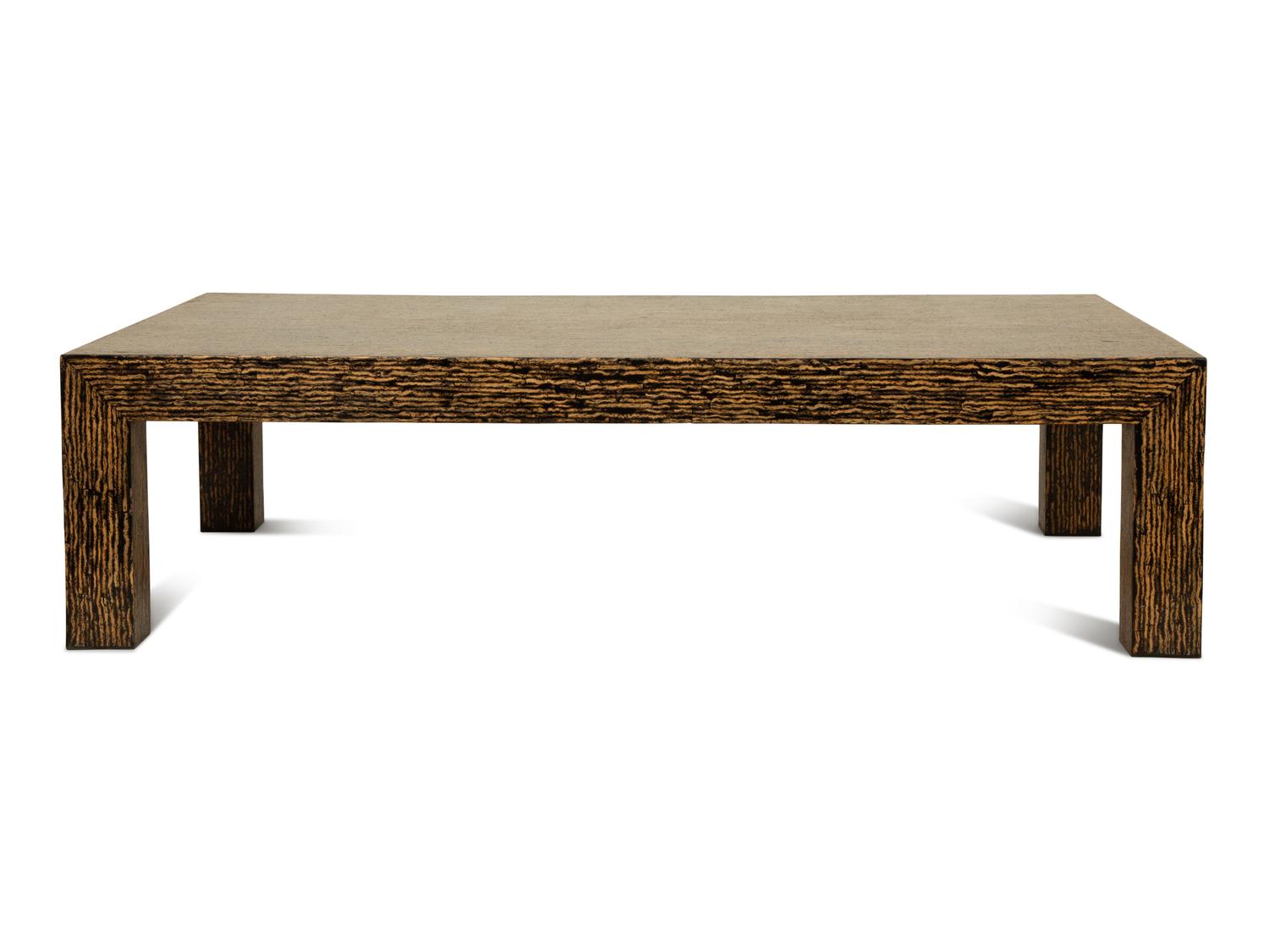 A Contemporary Palmwood-Veneered Cocktail Table