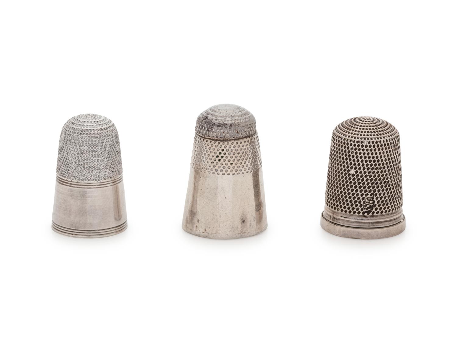 Three Georgian Silver Thimbles