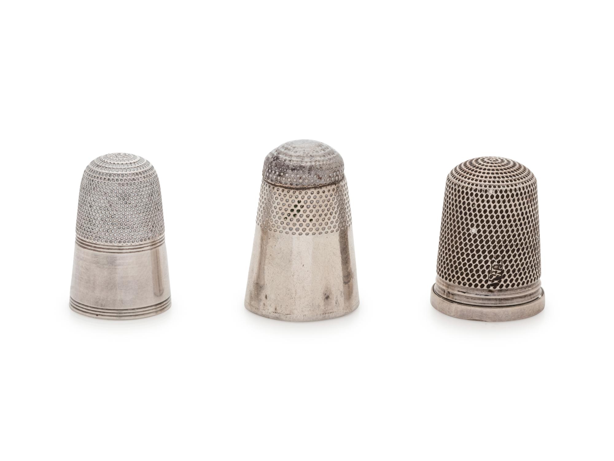Three Georgian Silver Thimbles