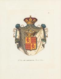 A Group of Four Decorative Prints Depicting the Armorial Shields of French Families