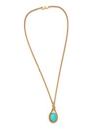 YELLOW GOLD, TURQUOISE AND DIAMOND NECKLACE