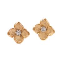 YELLOW GOLD AND DIAMOND FLOWER EARCLIPS