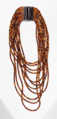 Group of Three Gerda Lynggaard for Monies Multistrand Amber Beaded Necklaces,