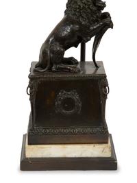 A Continental Bronze Lion and Marble Table Lamp