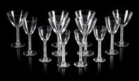 Lalique, a Phalsbourg pattern stemware service for twelve; 49 pieces total