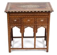 An Anglo Indian Bone-Inlaid Cedar Campaign Table Height 30 x width 30 x depth 20 inches. — 19TH CENTURY