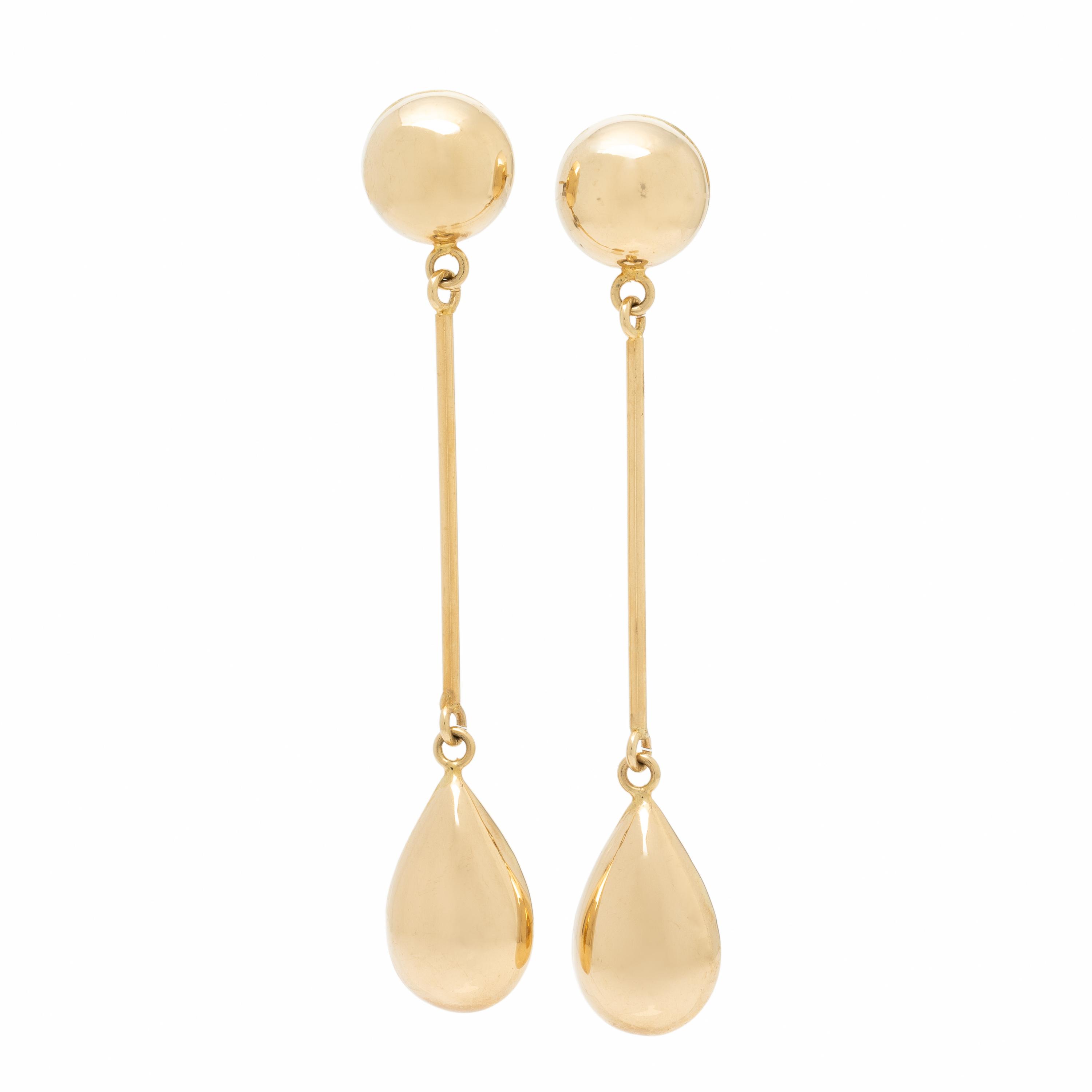 Yellow Gold Pendant Earrings