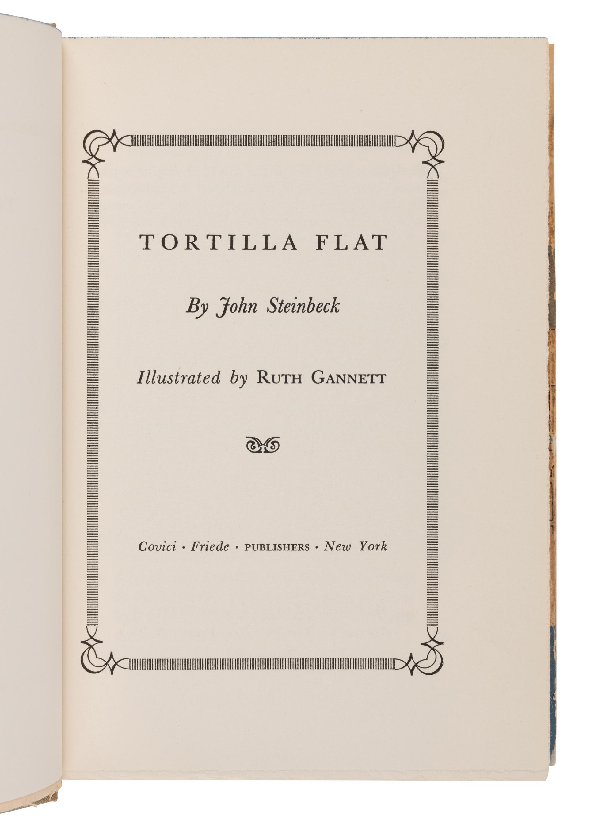 STEINBECK, John (1902-1968). Tortilla Flat . New York: Covici-Friede, 1935.