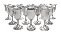 A Set of Twelve American Silver Goblets, S. Kirk and Sons, Baltimore, MD, each having an everted rim, raised on a circular foot.
