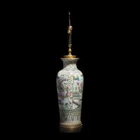 A Large Chinese Famille Verte Vase, Kangxi Period — 清康熙 五彩刀馬圖棒槌瓶