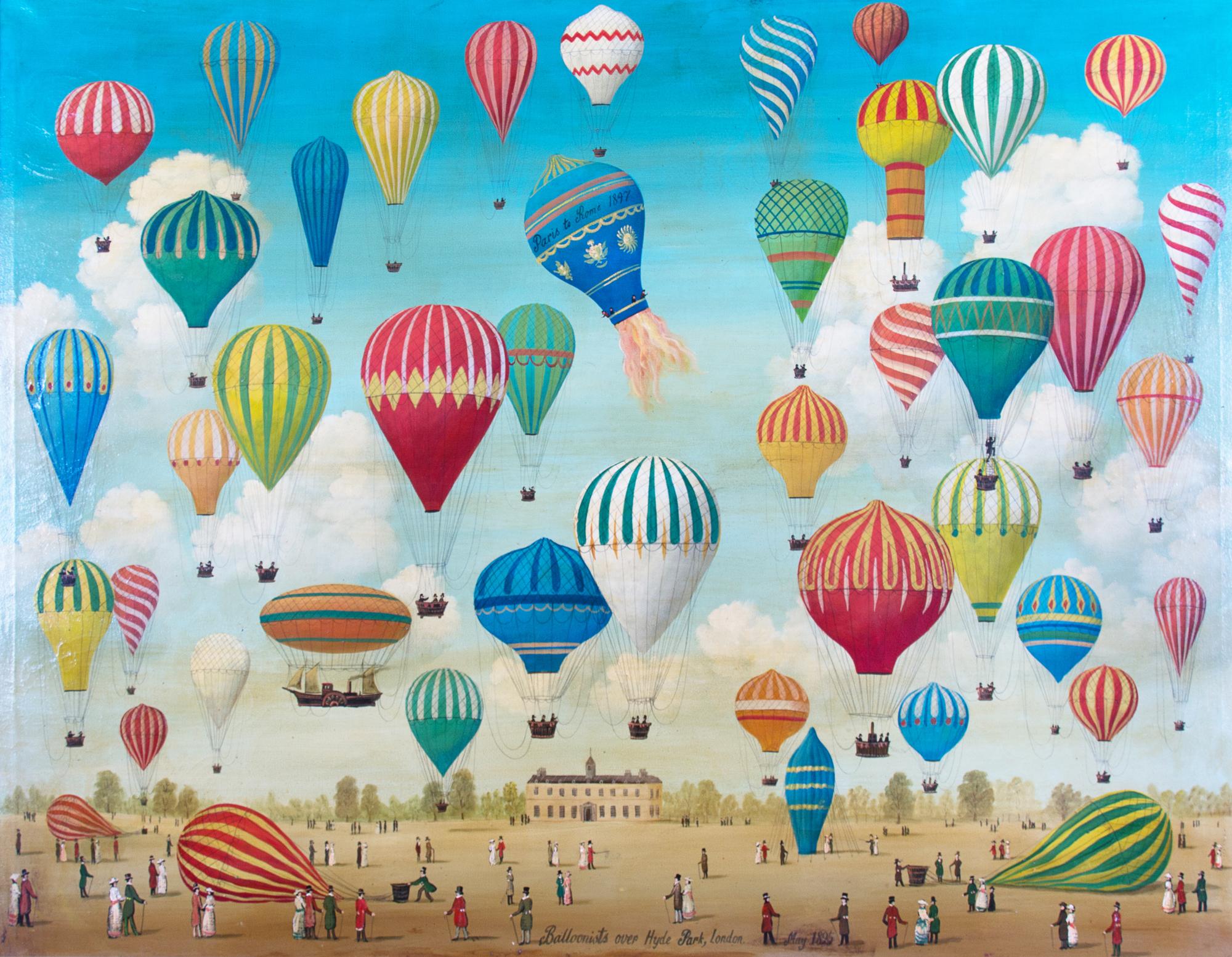 Artist Unknown, (British, 20th Century), Balloonists over Hyde Park, London