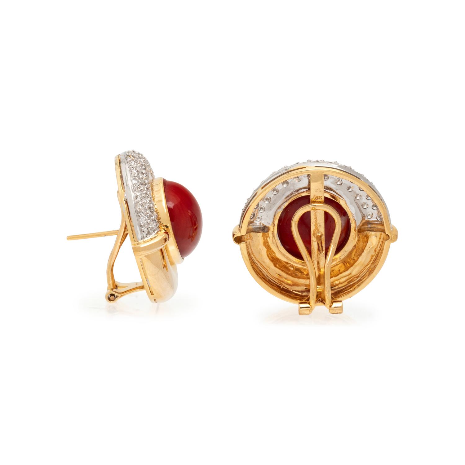CORAL AND DIAMOND EARRINGS