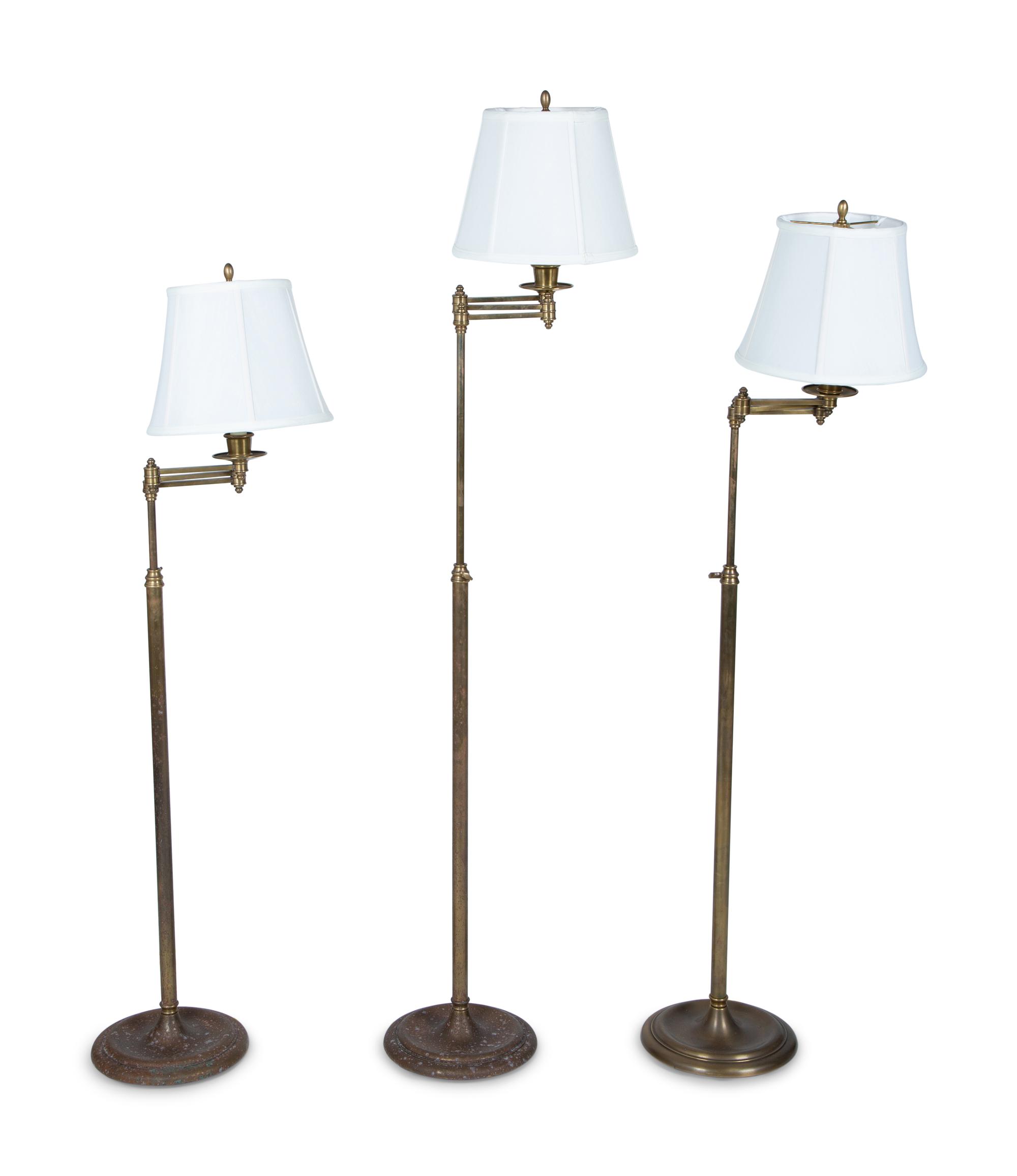 A Group of Three Brass Adjustable Floor Lamps — 20TH CENTURY