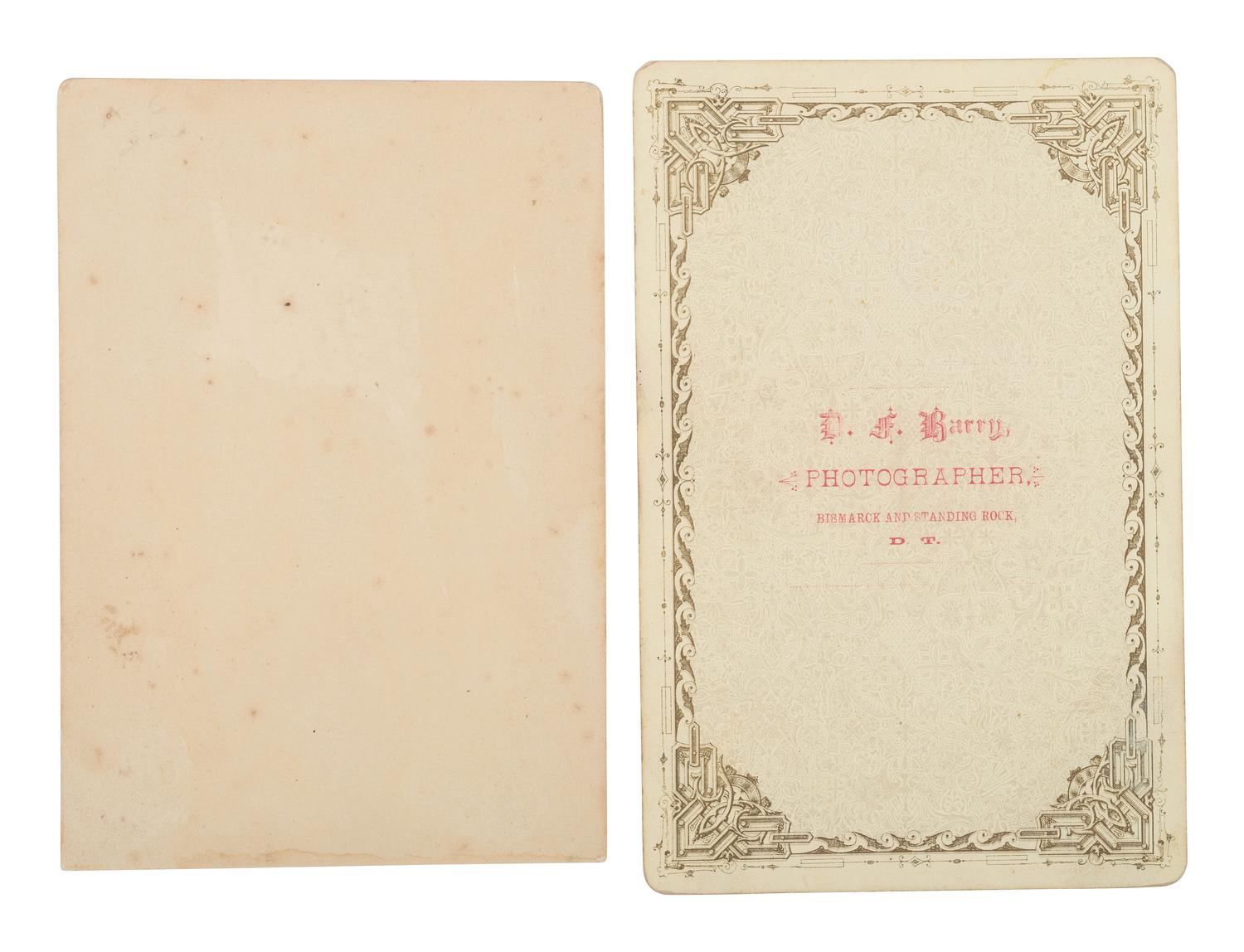 BARRY, David F. (1854-1934), photographer. Two cabinet cards of Curley, George Custer's Scout. Ca 1880s.