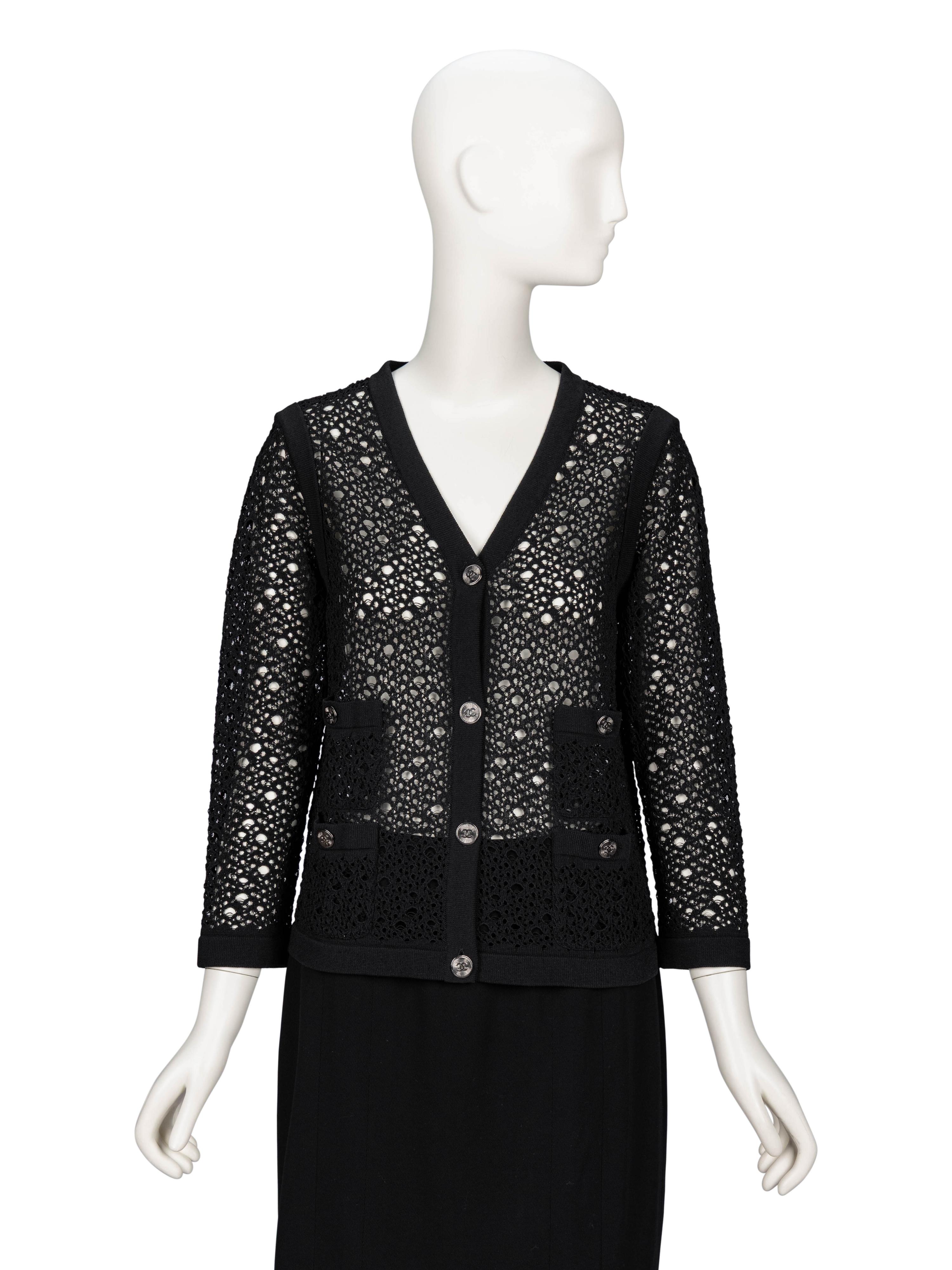 Chanel, Black Lace Knit Cardigan