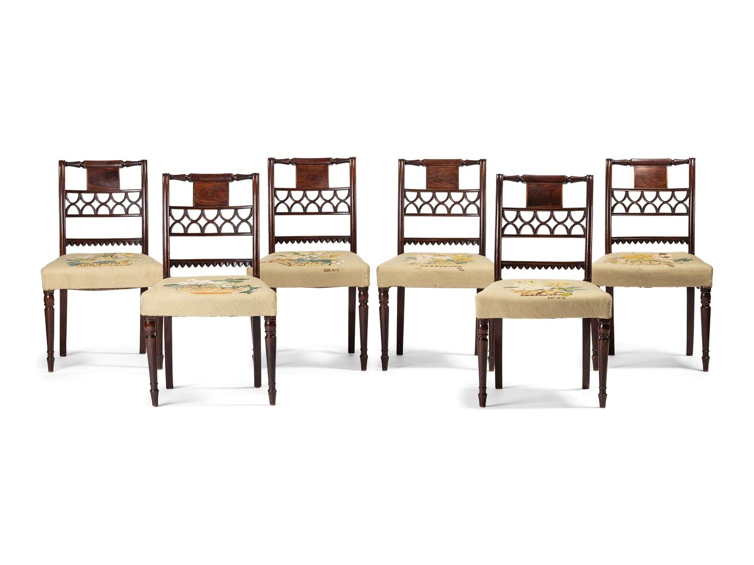 Six Regency Mahogany Side Chairs