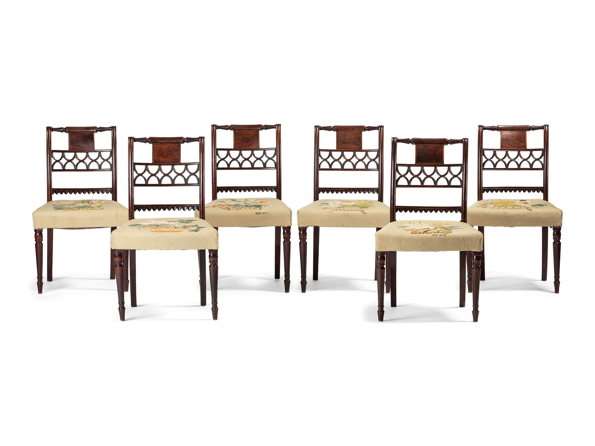 Six Regency Mahogany Side Chairs