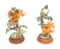 Two Royal Worcester Dorothy Doughty Porcelain Bird Groups with Brackets