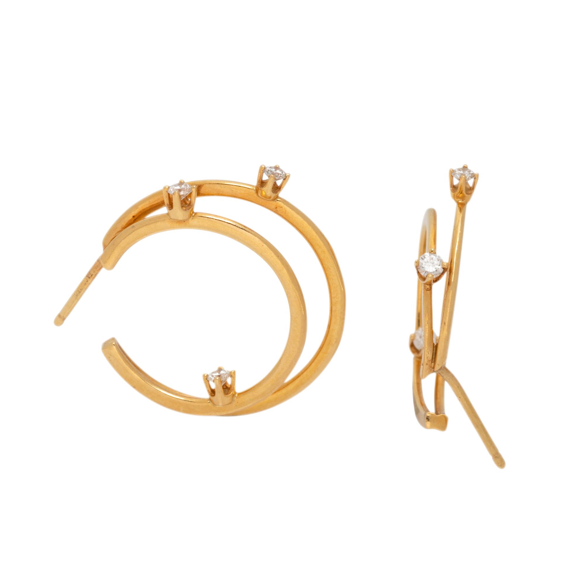 TIFFANY & CO., YELLOW GOLD AND DIAMOND HOOP EARRINGS