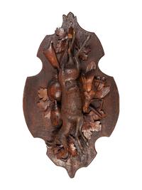 A Pair of Large Black Forest Carved Walnut Game Plaques