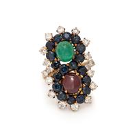 MULTIGEM AND DIAMOND RING