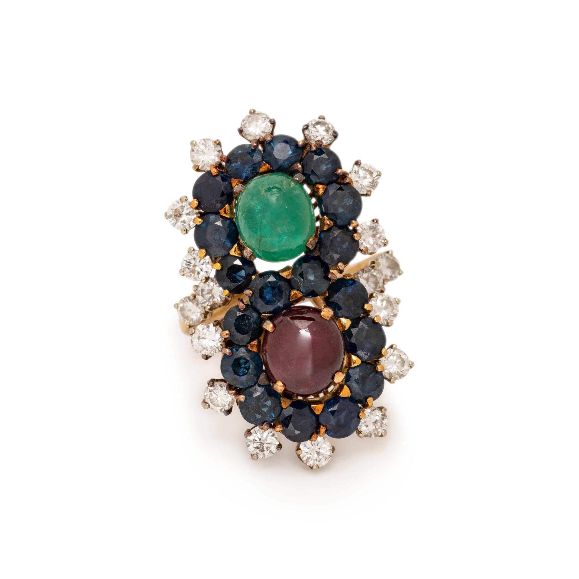 MULTIGEM AND DIAMOND RING