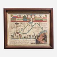American School 19th century, After "Das Neue Jerusalem" by Chez Dekherr, Montbeliard, France Signed Jacob Brenholtz, dated, "August 19th 1828"