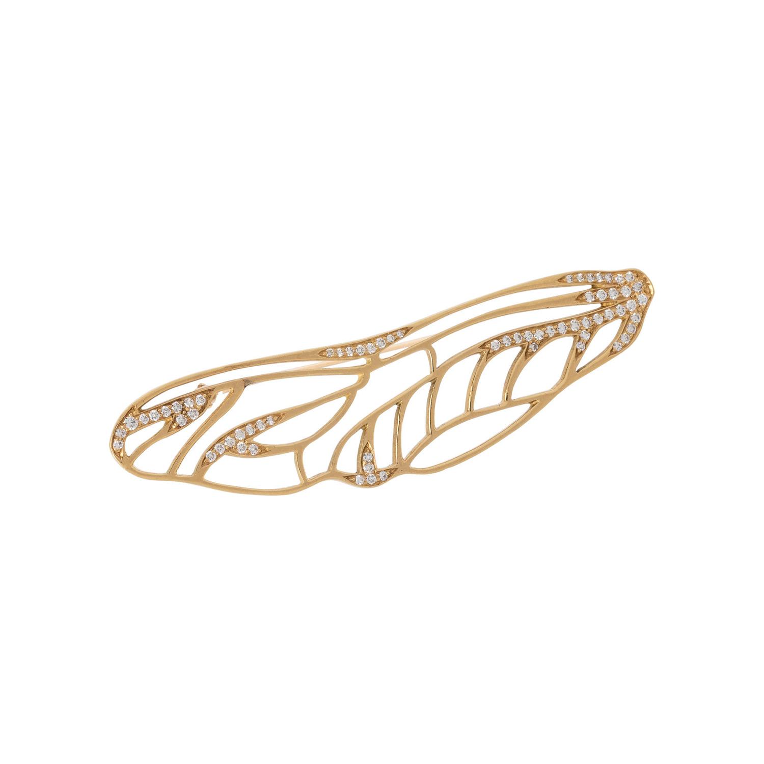TIFFANY & CO., YELLOW GOLD AND DIAMOND DRAGONFLY WING BROOCH