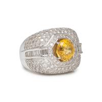 YELLOW SAPPHIRE AND DIAMOND RING