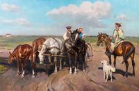 Janos Viski, (Hungarian, 1891-1987), Les chevaux