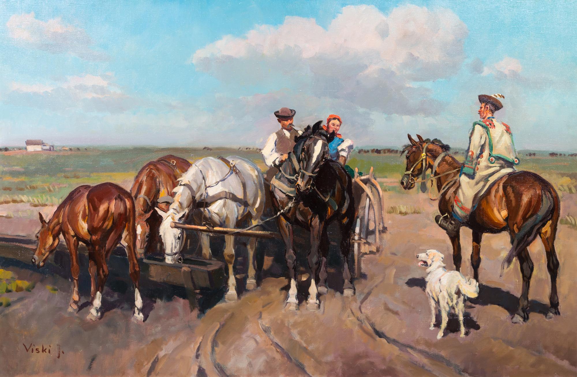 Janos Viski, (Hungarian, 1891-1987), Les chevaux