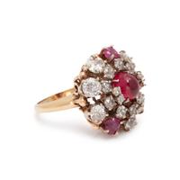 DIAMOND, RUBY AND SYNTHETIC RUBY RING