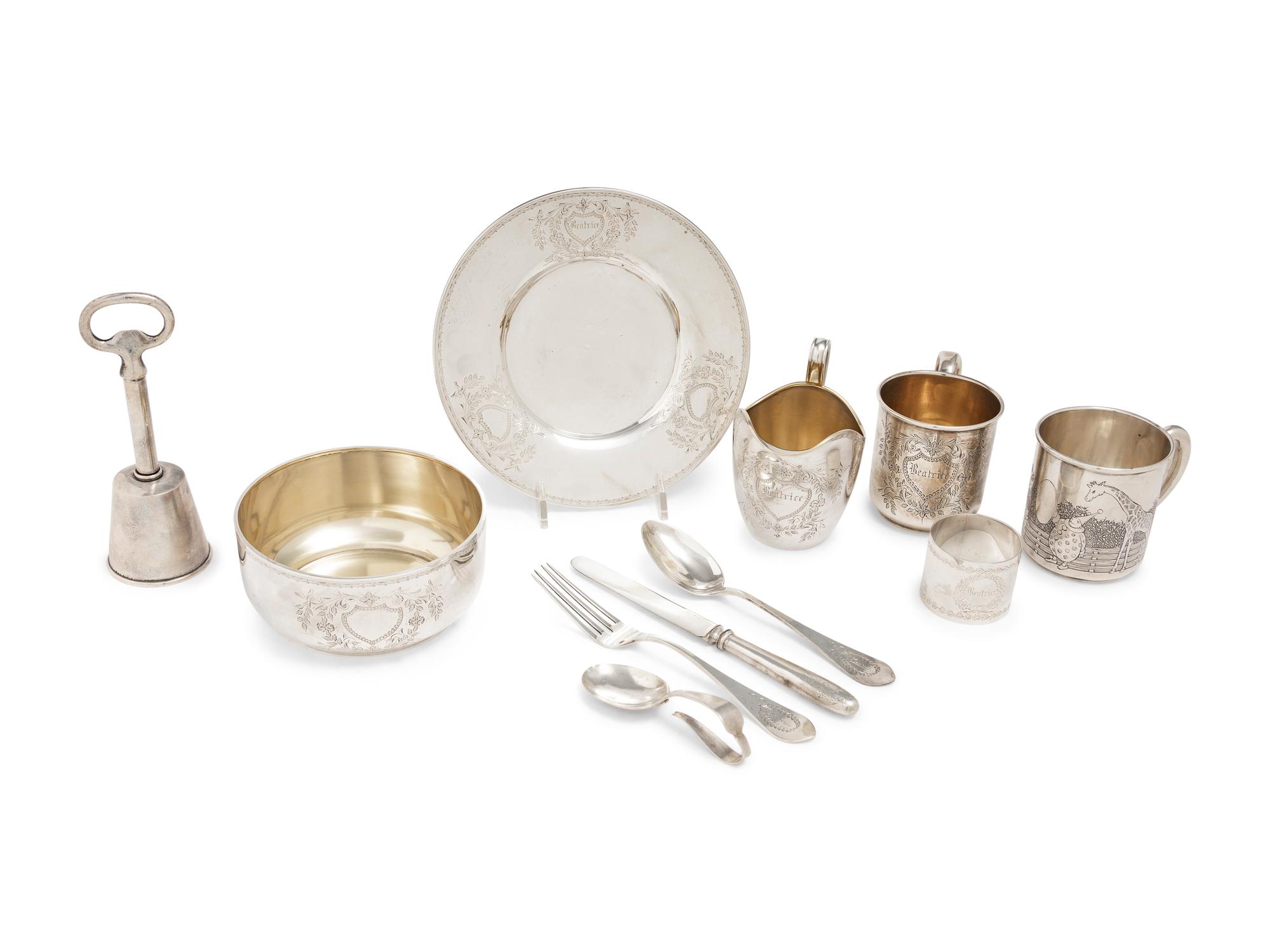 An American Silver Eight-Piece Child's Place Setting