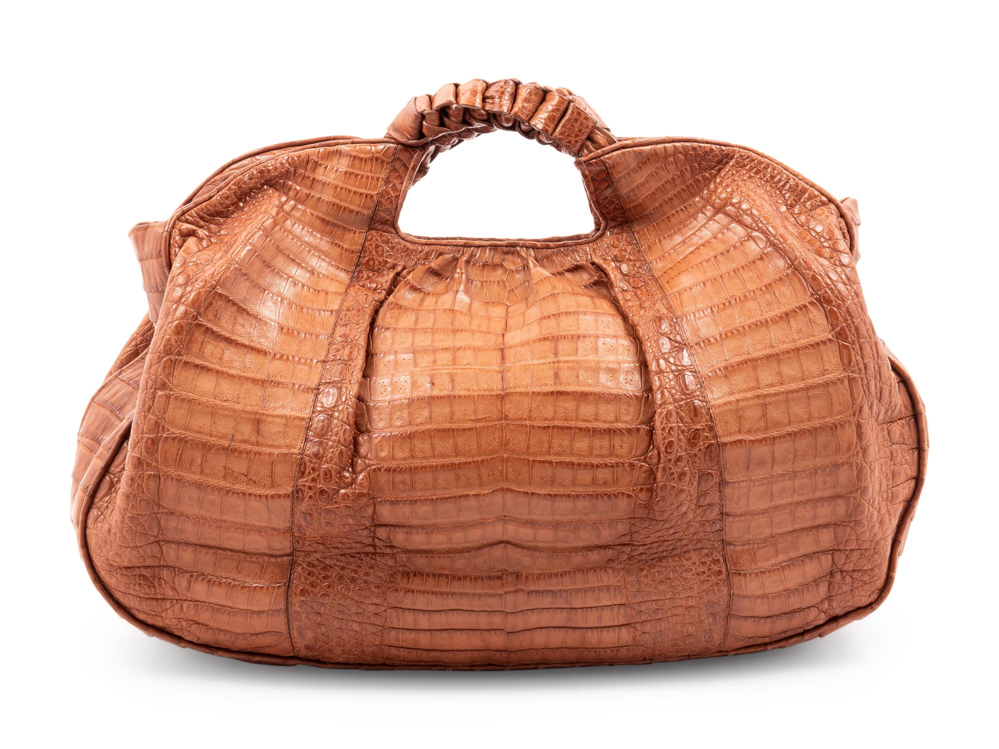 Nancy Gonzalez Tan Crocodile Hobo Bag, 1990-2000s