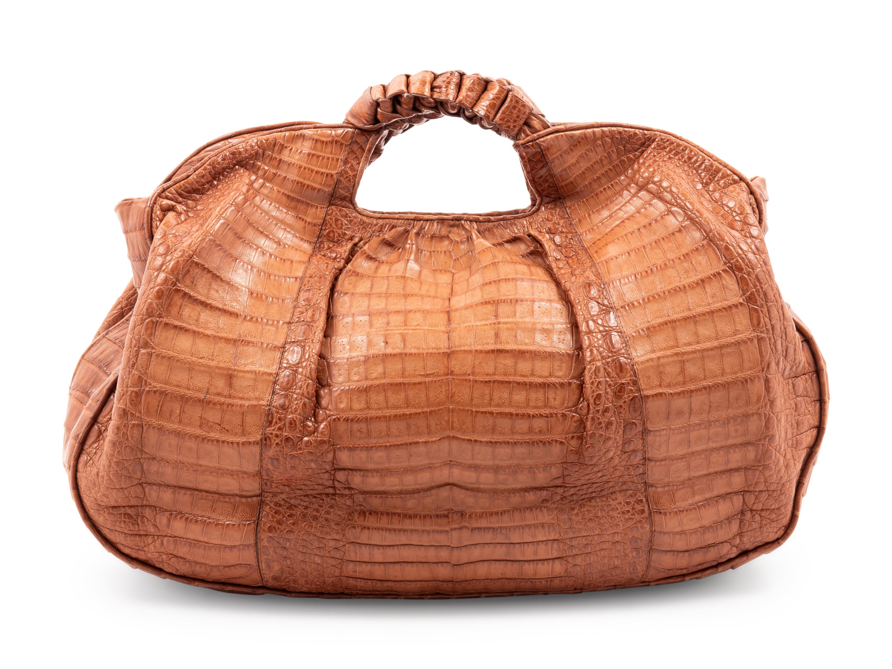 Nancy Gonzalez Tan Crocodile Hobo Bag, 1990-2000s