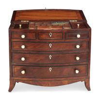 Miniature inlaid mahogany bowfront chest of drawers early 19th century