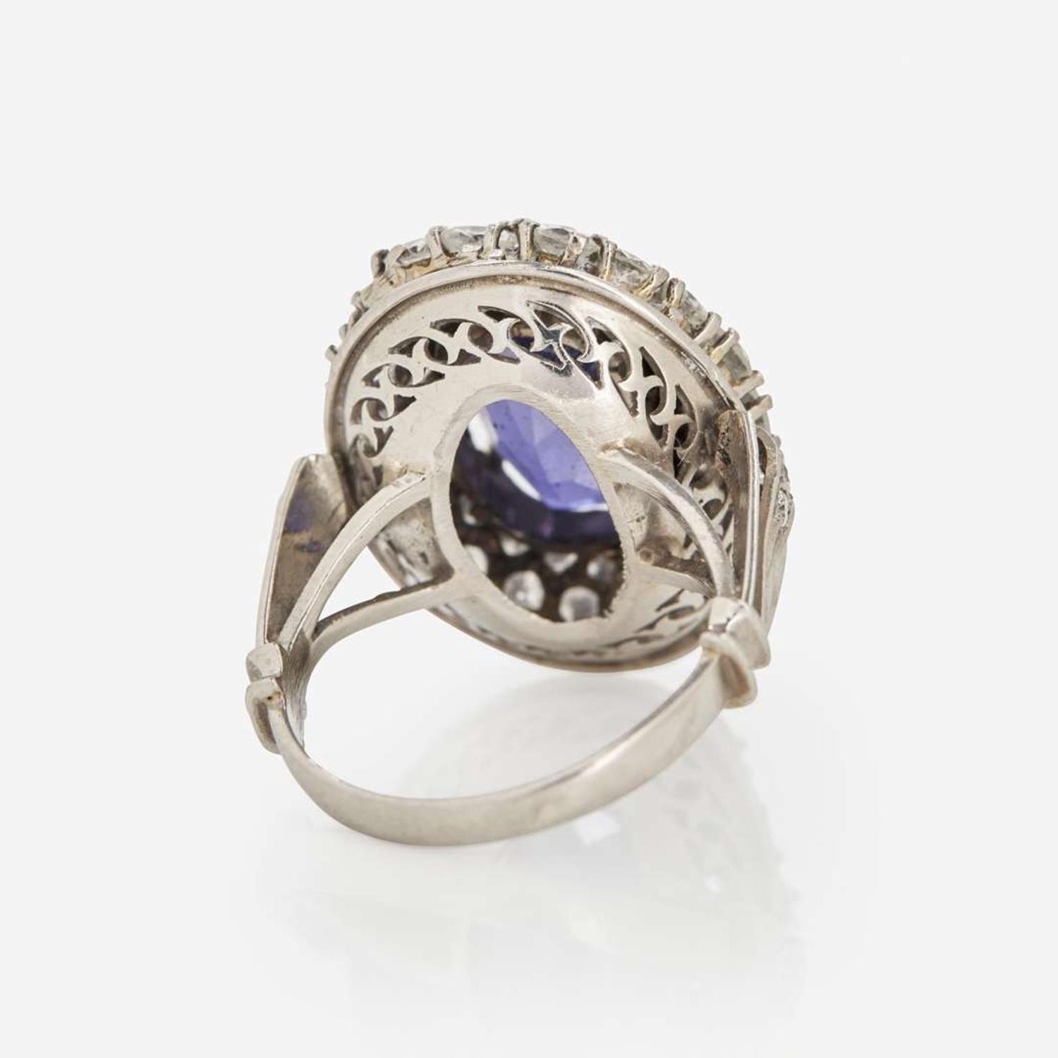 A Platinum, Iolite, and Diamond Ring