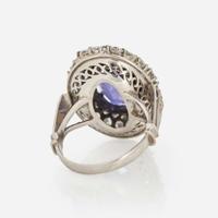 A Platinum, Iolite, and Diamond Ring