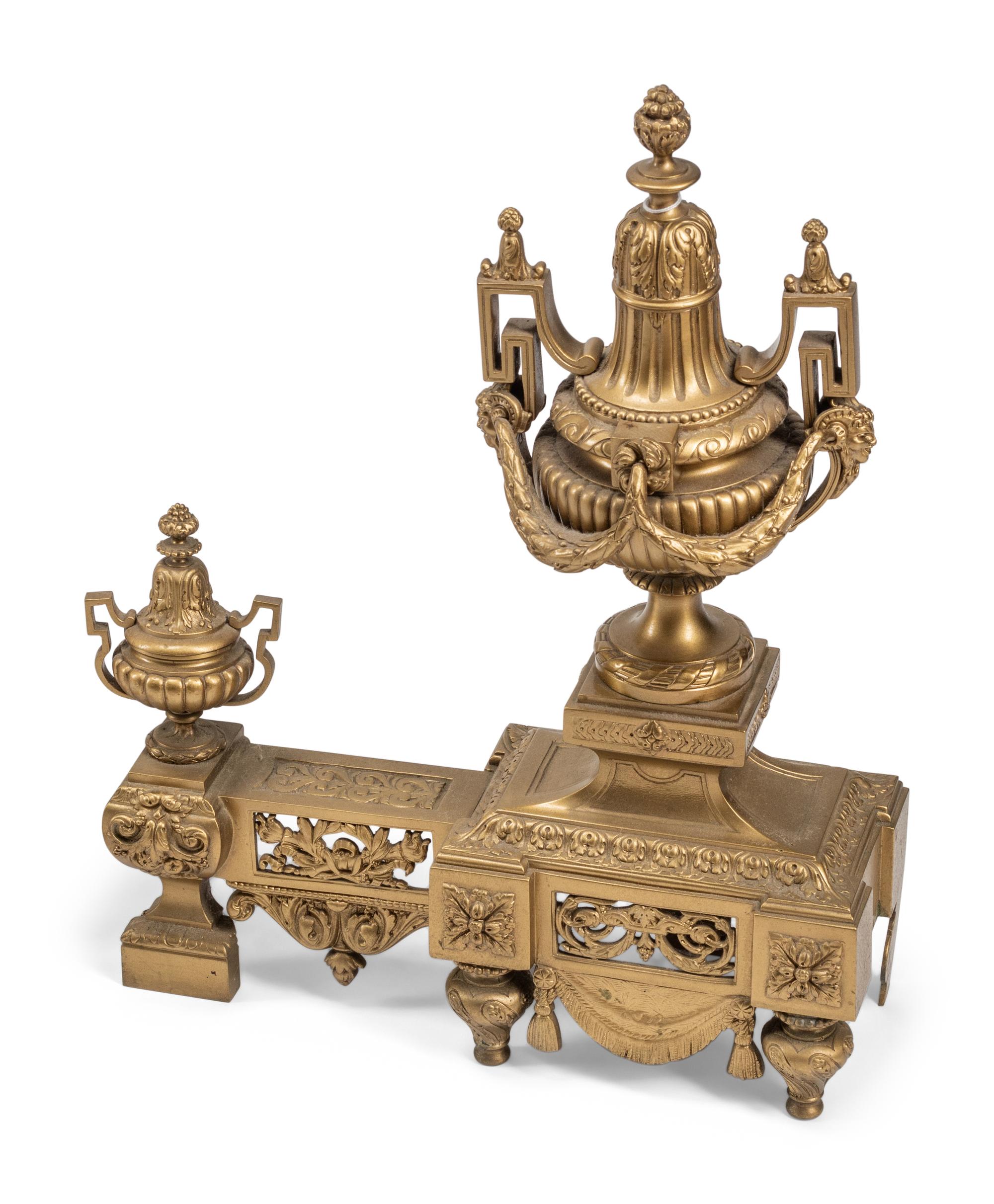 An Assembled Louis XVI Style Gilt Bronze Three-Piece Fireplace Suite