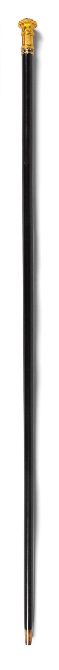 A Continental 22-Karat Gold, Enamel and Diamond-Inset Walking Stick Length 36 1/4 inches. — 19TH CENTURY