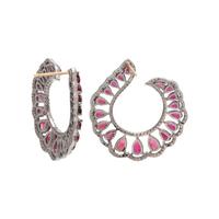 RUBELLITE TOURMALINE AND DIAMOND EARRINGS