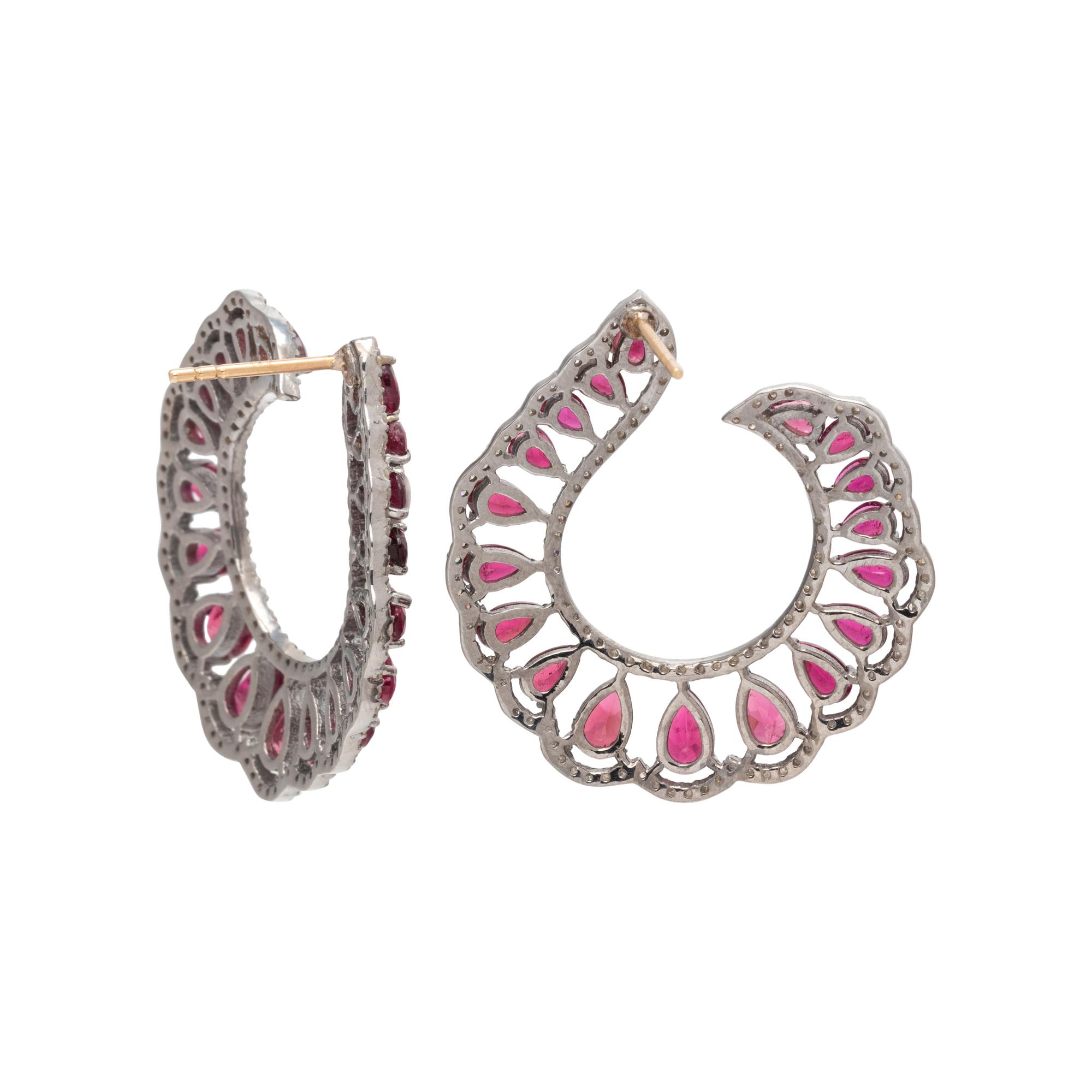 RUBELLITE TOURMALINE AND DIAMOND EARRINGS