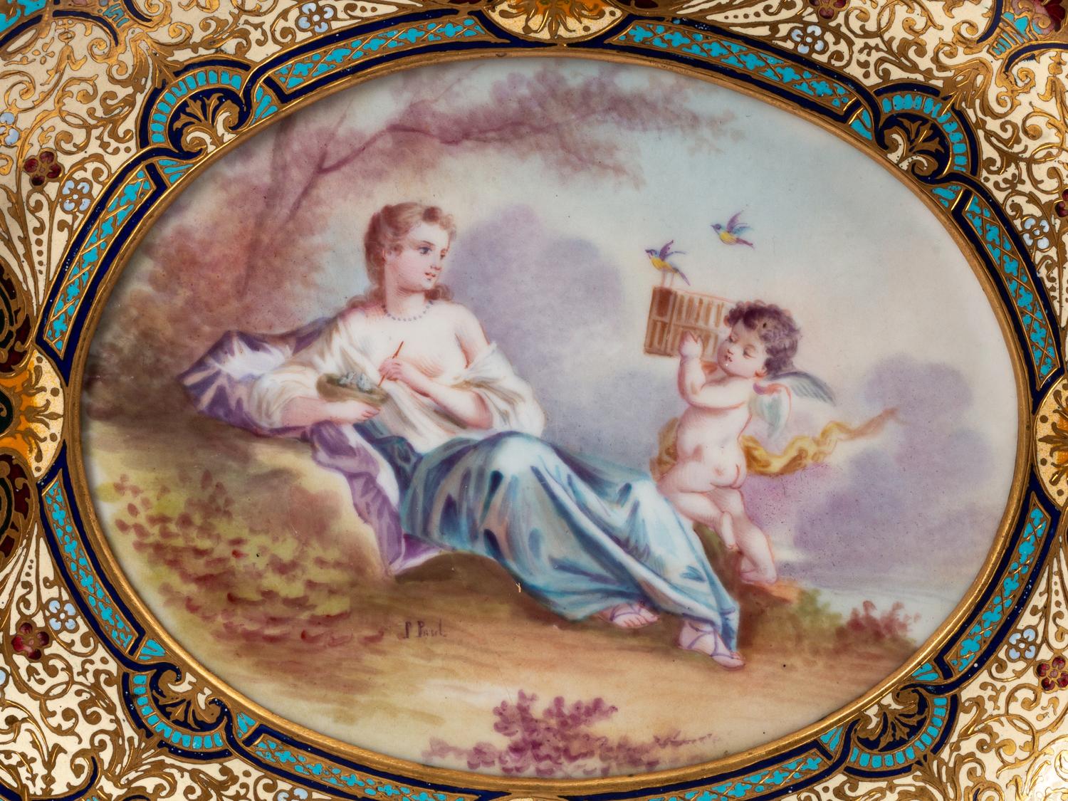 Two French Gilt Bronze and Champlevé Trays