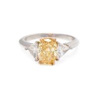 TREATED FANCY INTENSE YELLOW DIAMOND AND DIAMOND RING