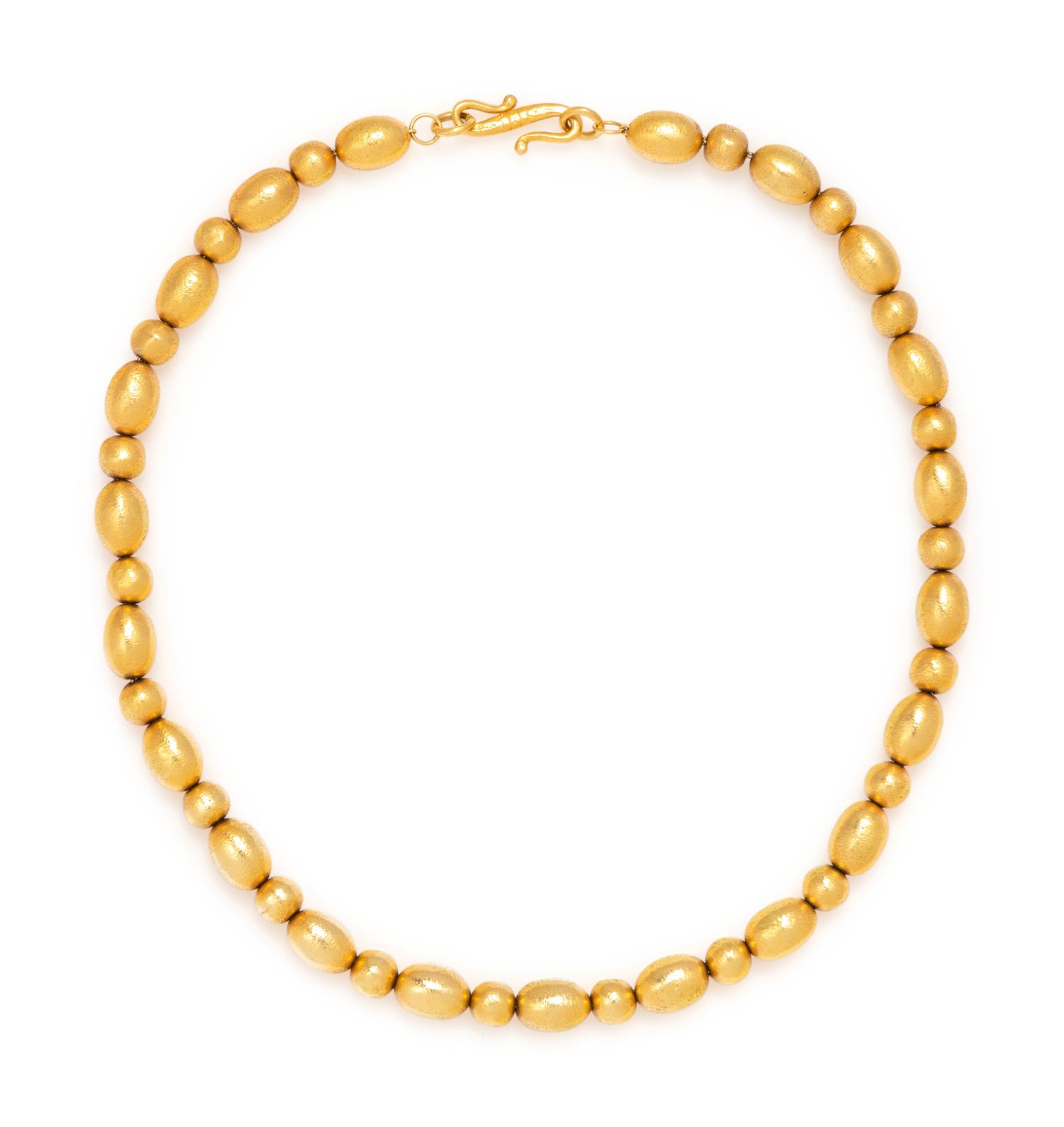 YELLOW GOLD BEAD NECKLACE