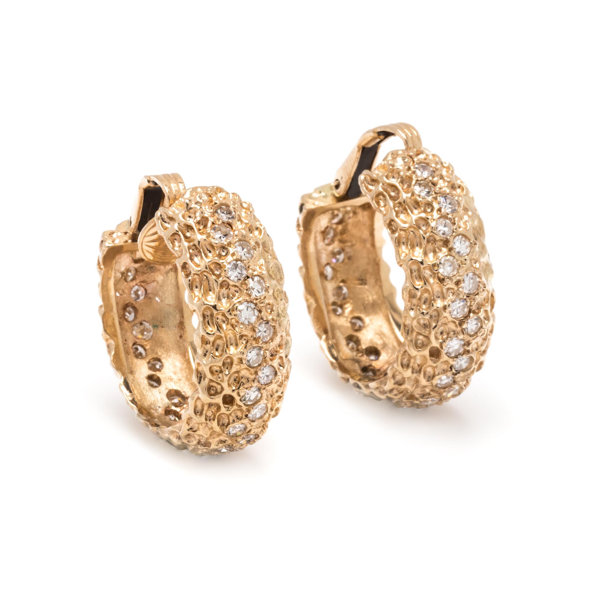 YELLOW GOLD AND DIAMOND HOOP EARCLIPS