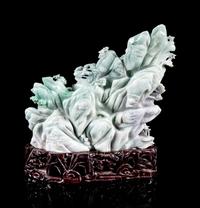 A Chinese Light Lavender and Celadon Jadeite Figural Group